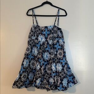 Anthropologie Blue and White Patterned Romper